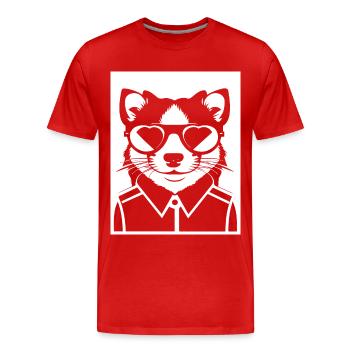 Furet portant des lunettes de soleil Cool Ferrets - T-shirt bio Premium Homme - rouge - Devant - Damien (186cm)