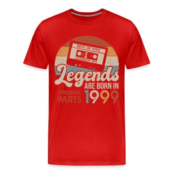 legends 1999 born in 1999 birthday 23 years - Men's Premium Organic T-Shirt - red - Front - Damien (186cm)
