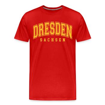 Dresden - Männer Premium Bio T-Shirt - Rot - Vorne - Damien (186cm)