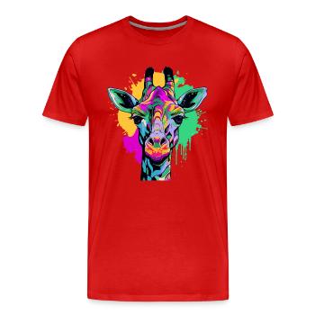 Colorful Giraffe - Men's Premium Organic T-Shirt - red - Front - Damien (186cm)