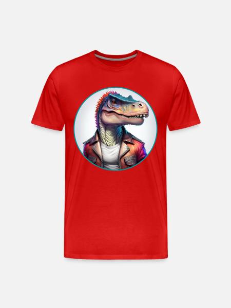 Dinosaur Leather Jacket - Men's Premium Organic T-Shirt - red