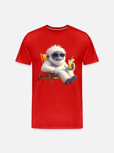 Yeti Monster in Sun Chair - Men's Premium Organic T-Shirt - red