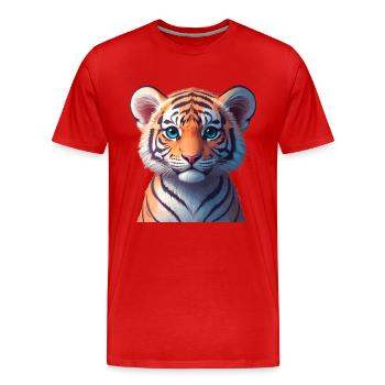 Bébé tigre du Bengale - T-shirt bio Premium Homme - rouge - Devant - Damien (186cm)