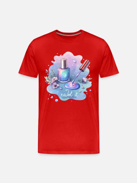 Nailed it Nagellack Nagelstudio - Männer Premium Bio T-Shirt - Rot