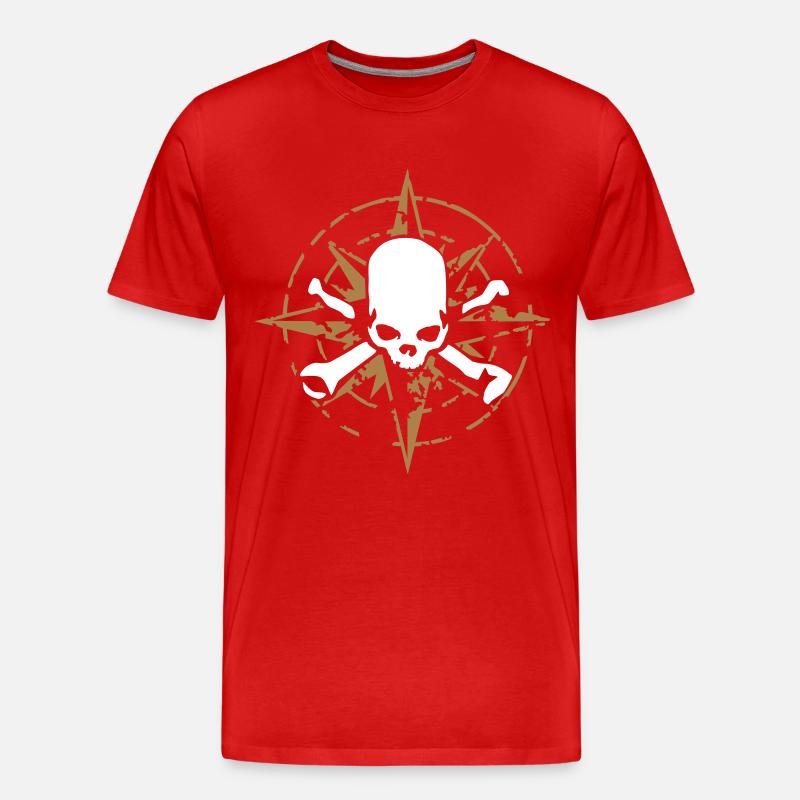 windrose_skull_02_b_2c - Männer Premium Bio T-Shirt - Rot