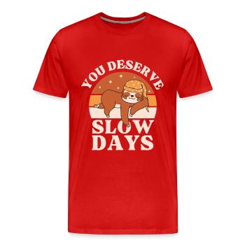 Vous méritez des journées creuses - T-shirt bio Premium Homme - rouge - Devant - Damien (186cm)