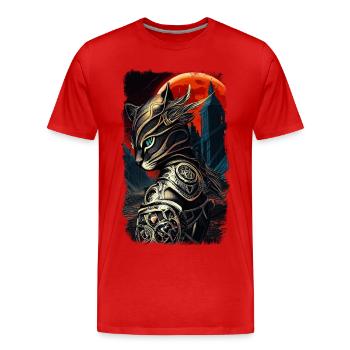 Ritter Kater - Männer Premium Bio T-Shirt - Rot - Vorne - Damien (186cm)