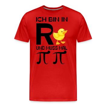 Ich bin in Rente und muss mal Pinkeln - Männer Premium Bio T-Shirt - Rot - Vorne - Damien (186cm)