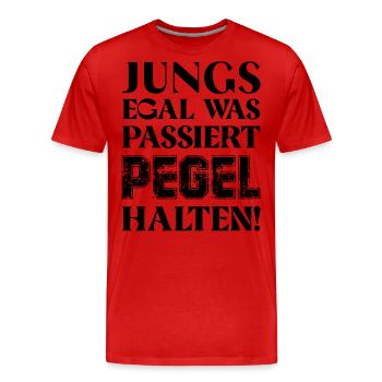 Jungs egal was passiert Pegel halten Bier Alk - Männer Premium Bio T-Shirt - Rot - Vorne - Damien (186cm)