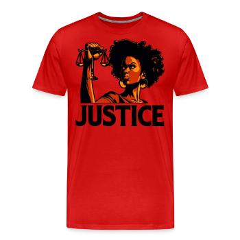 Justice - T-shirt bio Premium Homme - rouge - Devant - Damien (186cm)