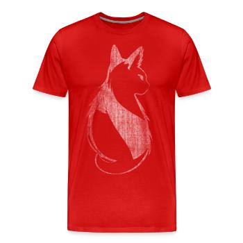 Katze von hinten cooles Design - Männer Premium Bio T-Shirt - Rot - Vorne - Damien (186cm)