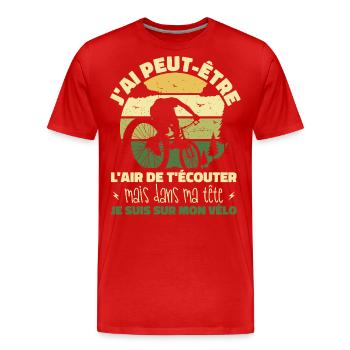 Cyclisme Dans Ma Tête Je suis sur Mon Vélo Humour - T-shirt bio Premium Homme - rouge - Devant - Damien (186cm)