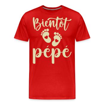 Bientôt pépé - T-shirt bio Premium Homme - rouge - Devant - Damien (186cm)