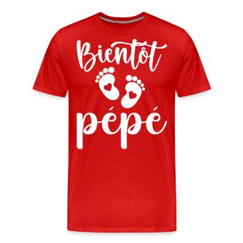 Bientôt pépé - T-shirt bio Premium Homme - rouge - Devant - Damien (186cm)