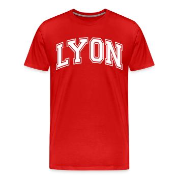 Lyon - Männer Premium Bio T-Shirt - Rot - Vorne - Damien (186cm)