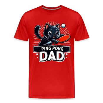 Table Tennis Katze Pingpong Black Cat Dad Outfit - T-shirt bio Premium Homme - rouge - Devant - Damien (186cm)