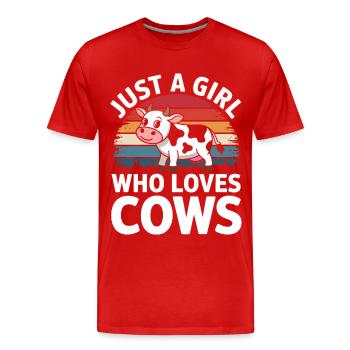 Éleveur de vaches Ferme Éleveur de vaches - T-shirt bio Premium Homme - rouge - Devant - Damien (186cm)