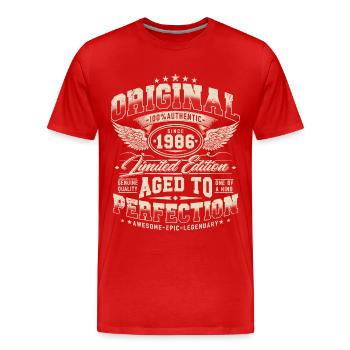 Jahrgang 1986 Vintage Retro Geburtstag Geschenk - Männer Premium Bio T-Shirt - Rot - Vorne - Damien (186cm)
