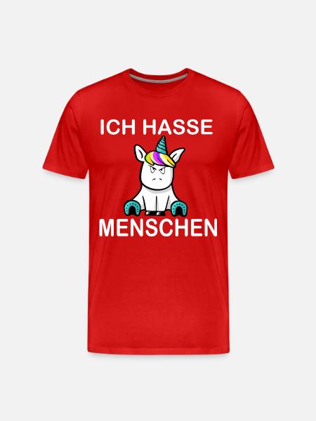 Ich hasse Menschen Einhorn - Männer Premium Bio T-Shirt - Rot