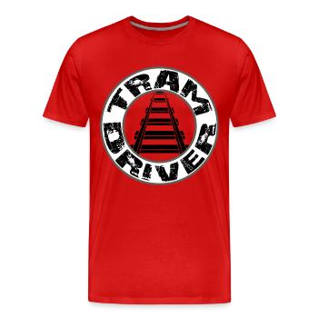 Tram Driver Round logo - Men's Premium Organic T-Shirt - red - Front - Damien (186cm)