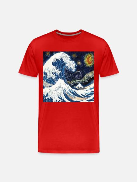 Kanagawa Waves, Japans, Grote Golf, Natuurliefhebber - Mannen premium biologisch T-shirt - rood