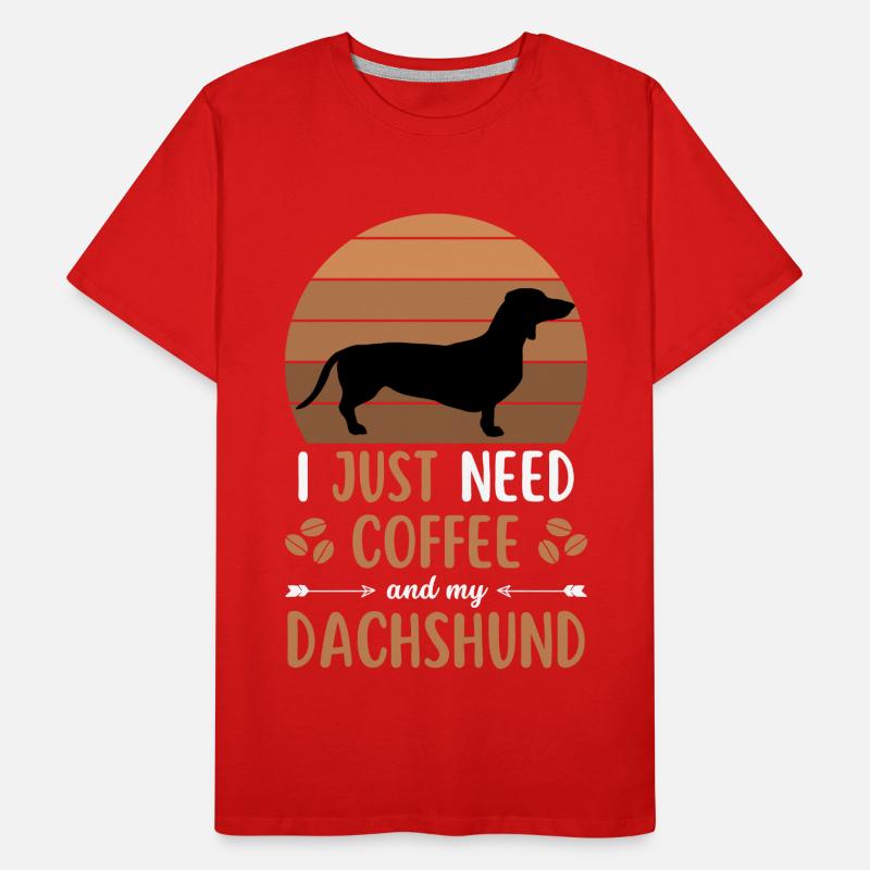 Dackel Kaffee Retro Hund Cafe Männer Premium Bio T-Shirt