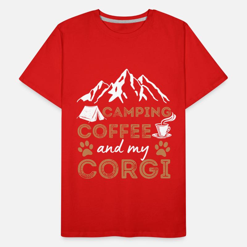 Welsh Corgi Coffee Camping Dog Cafe Men's Premium Organic T-Shirt