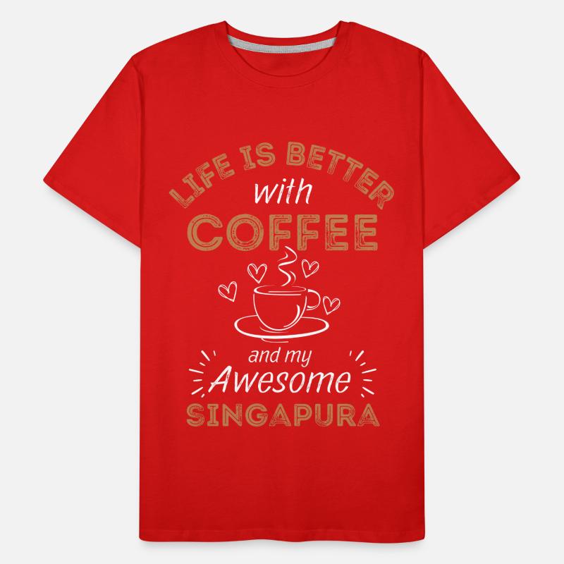 Singapura Katze Kaffee Cafe Männer Premium Bio T-Shirt