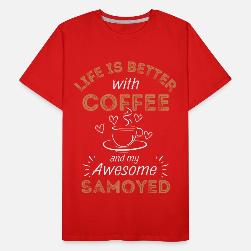 Samoyed Coffee Dog Cafe T-shirt bio Premium Homme