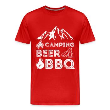 Amateurs de camping, de bière et de barbecue - T-shirt bio Premium Homme - rouge - Devant - Damien (186cm)