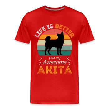 Akita Retro Vintage Dog - Men's Premium Organic T-Shirt - red - Front - Damien (186cm)