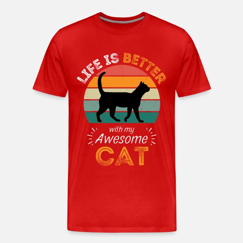 Legendärer Katze Vintage Retro - Männer Premium Bio T-Shirt - Rot