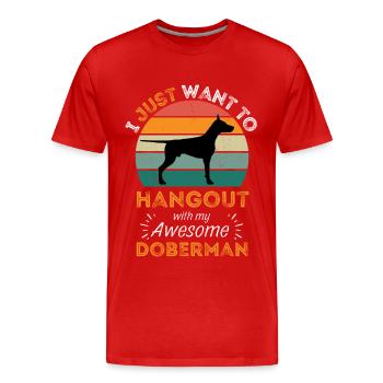 Doberman Vintage Rétro - T-shirt bio Premium Homme - rouge - Devant - Damien (186cm)