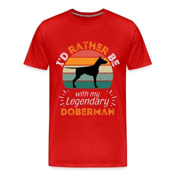 Doberman Vintage Rétro - T-shirt bio Premium Homme - rouge - Devant - Damien (186cm)