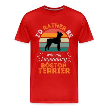 Légendaire Boston Terrier Vintage Rétro - T-shirt bio Premium Homme - rouge - Devant - Damien (186cm)