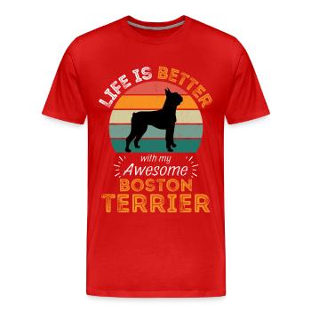 Légendaire Boston Terrier Vintage Rétro - T-shirt bio Premium Homme - rouge - Devant - Damien (186cm)
