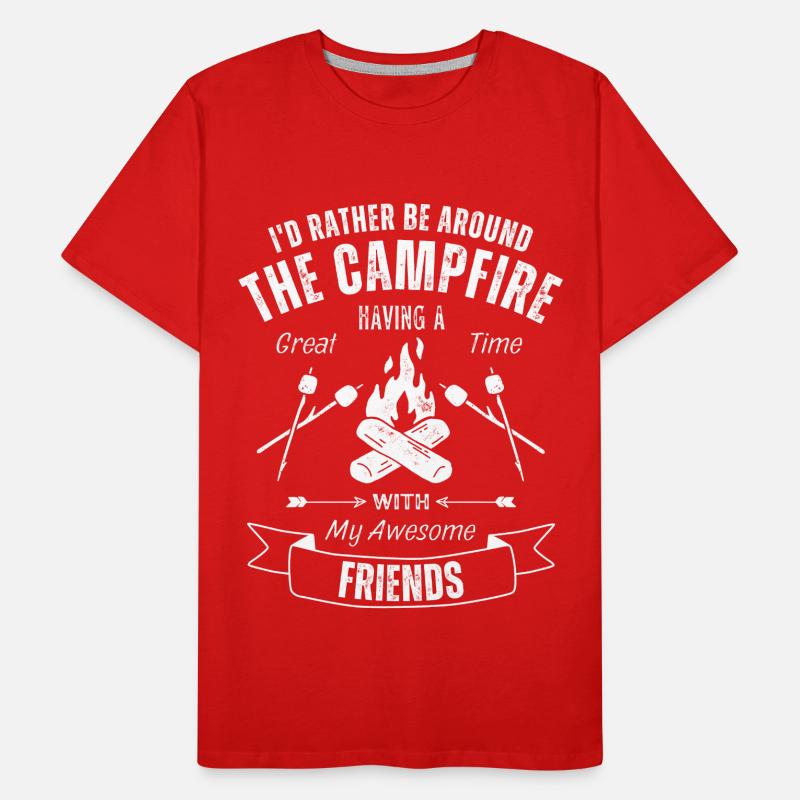 Feu de camp de camping entre amis T-shirt bio Premium Homme