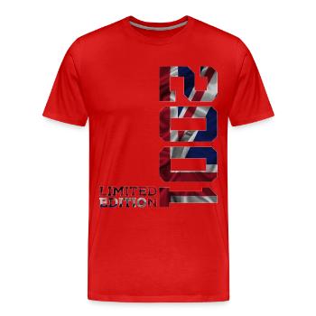 ANGLETERRE ÉDITION LIMITÉE 2001 24E ANNIVERSAIRE DU ROYAUME-UNI - T-shirt bio Premium Homme - rouge - Devant - Damien (186cm)