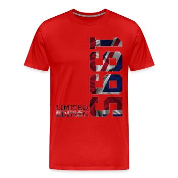 ÉDITION LIMITÉE ANGLETERRE 31E ANNIVERSAIRE BRITANNIQUE 1995 - T-shirt bio Premium Homme - rouge - Devant - Damien (186cm)