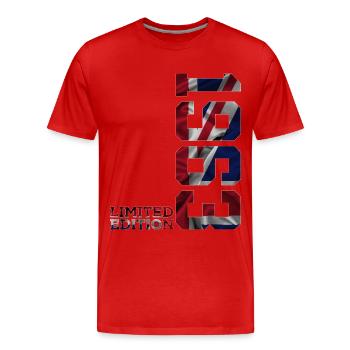 ÉDITION LIMITÉE ANGLETERRE 1963 63E ANNIVERSAIRE UK - T-shirt bio Premium Homme - rouge - Devant - Damien (186cm)