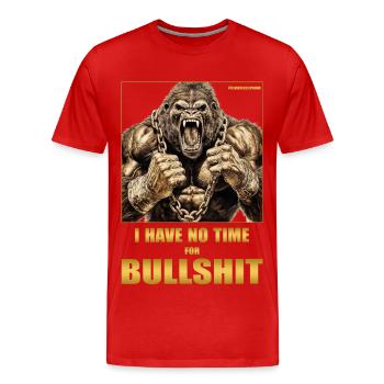 ANGRY ROARING MONKEY NO TIME FOR BULLSHITT - Men's Premium Organic T-Shirt - red - Front - Damien (186cm)