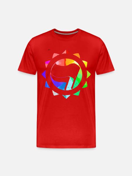 REGENBOGEN BUNT ANTIFASCHISTISCH - Männer Premium Bio T-Shirt - Rot