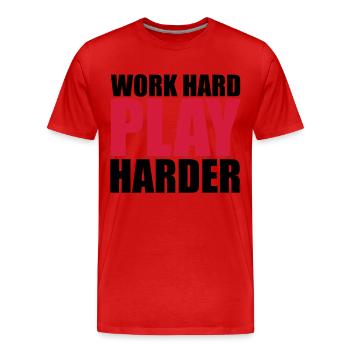 Work Hard - Männer Premium Bio T-Shirt - Rot - Vorne - Damien (186cm)