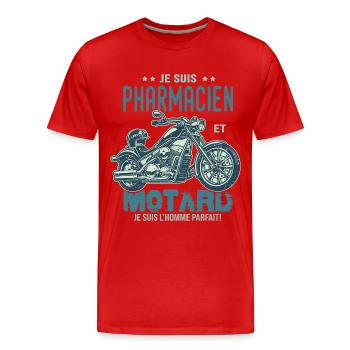 motard le meilleur pharmacien le meilleur - T-shirt bio Premium Homme - rouge - Devant - Damien (186cm)
