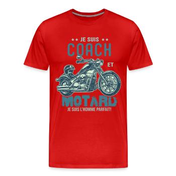 motard le meilleur coach le meilleur - T-shirt bio Premium Homme - rouge - Devant - Damien (186cm)