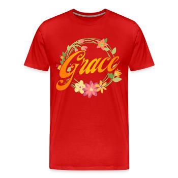 Inspirational Christian Religious Gift - Men's Premium Organic T-Shirt - red - Front - Damien (186cm)