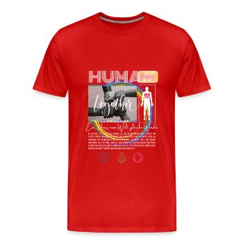 Ein Herz, eine Welt, gleiche Würde - Männer Premium Bio T-Shirt - Rot - Vorne - Damien (186cm)
