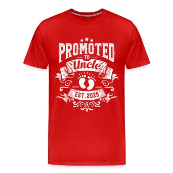 Promu oncle pour 2025 - T-shirt bio Premium Homme - rouge - Devant - Damien (186cm)