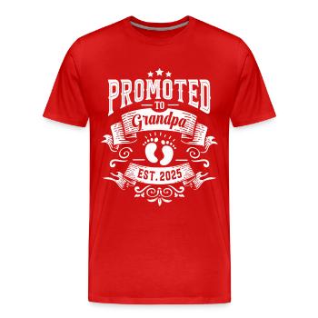 Promu grand-père, prévu pour 2025 - T-shirt bio Premium Homme - rouge - Devant - Damien (186cm)