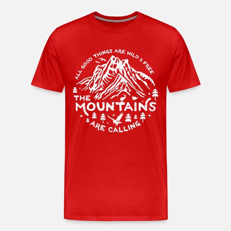 Mountains Calling white - Männer Premium Bio T-Shirt - Rot